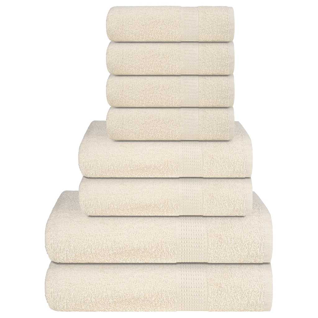 vidaXL Set prosoape 8 piese cremă 360 g/m² 100% bumbac vidaXL Set prosoape 8 piese cremă 360 g/m² 100% bumbac