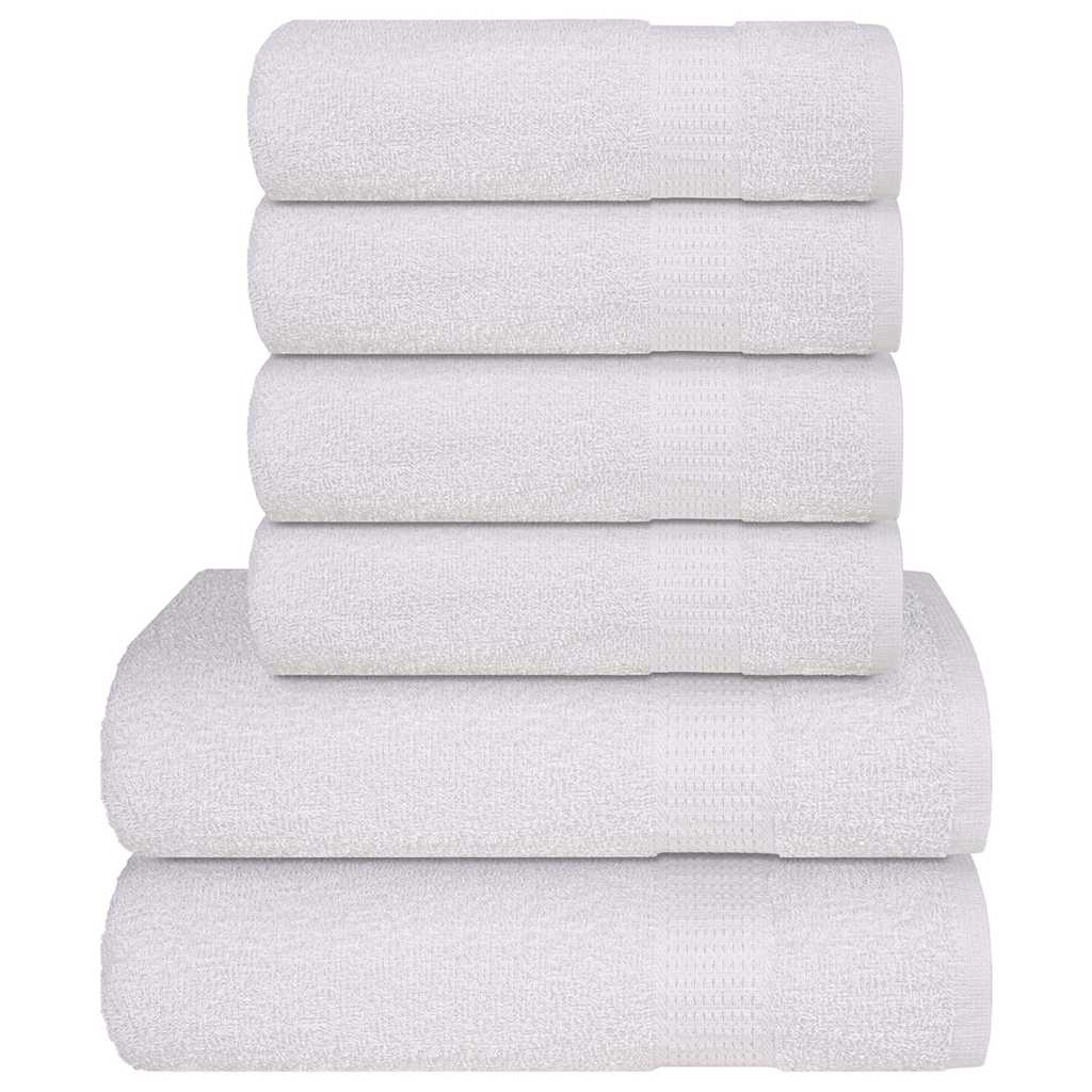 vidaXL Set prosoape 6 piese alb 360 g/m² 100% bumbac vidaXL Set prosoape 6 piese alb 360 g/m² 100% bumbac