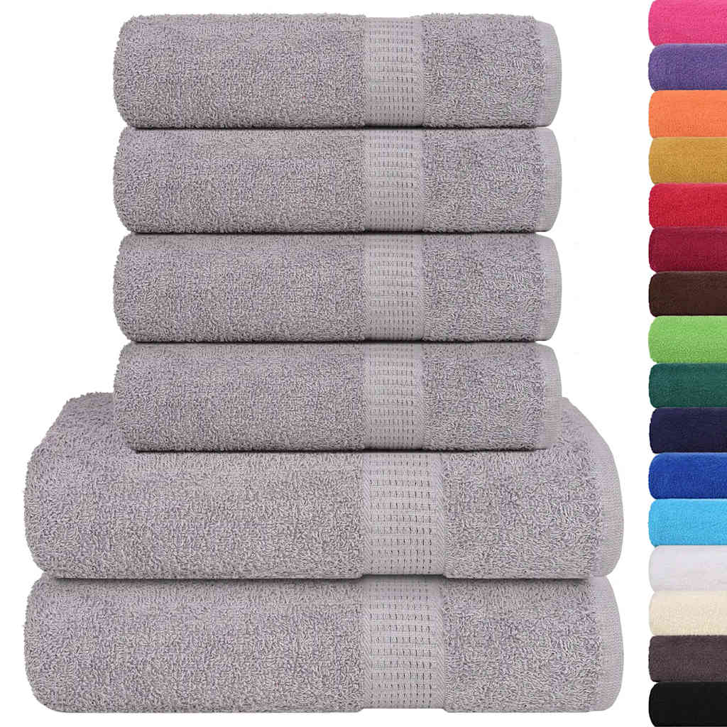 vidaXL Set prosoape 6 piese gri 360 g/m² 100% bumbac vidaXL Set prosoape 6 piese gri 360 g/m² 100% bumbac