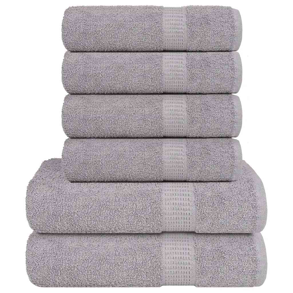 vidaXL Set prosoape 6 piese gri 360 g/m² 100% bumbac vidaXL Set prosoape 6 piese gri 360 g/m² 100% bumbac