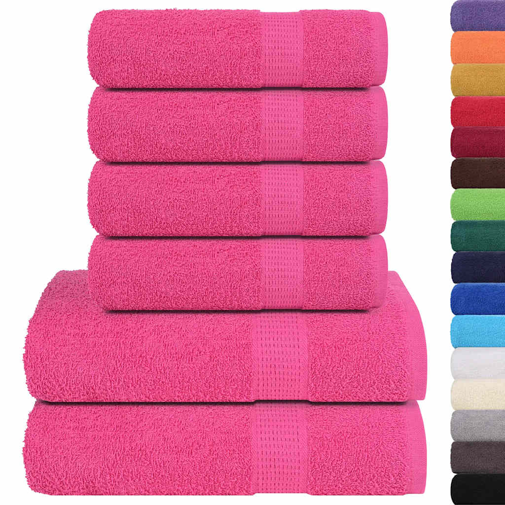 vidaXL Set prosoape 6 piese roz 360 g/m² 100% bumbac vidaXL Set prosoape 6 piese roz 360 g/m² 100% bumbac