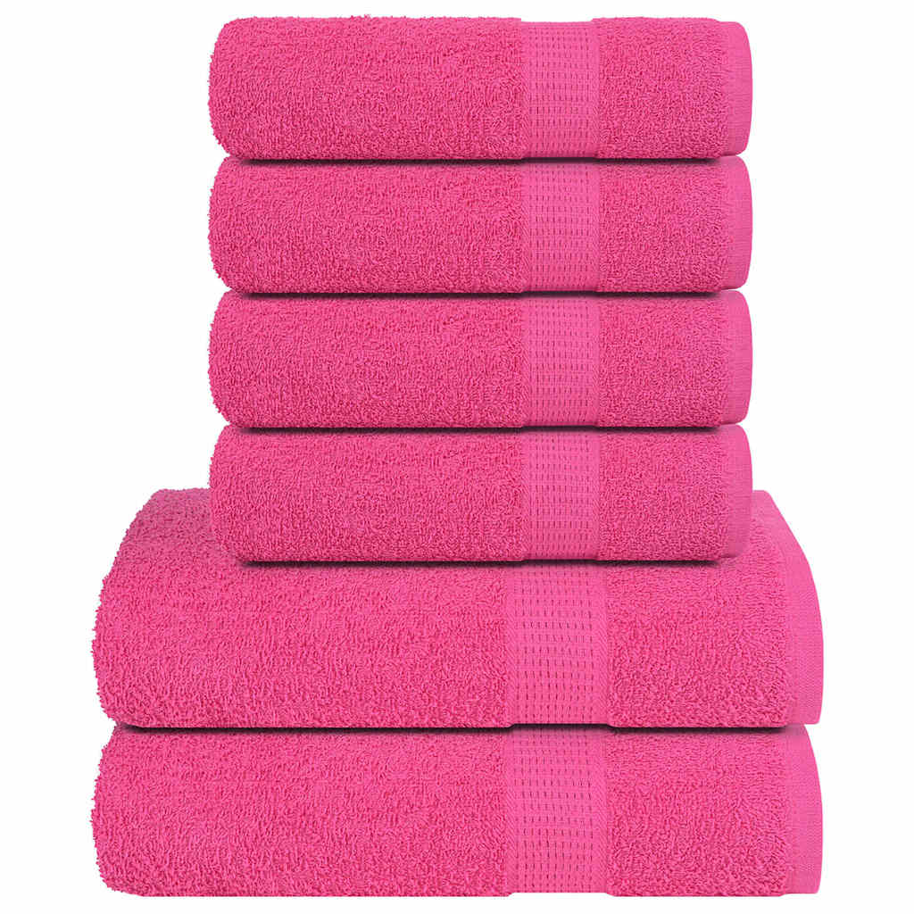 vidaXL Set prosoape 6 piese roz 360 g/m² 100% bumbac vidaXL Set prosoape 6 piese roz 360 g/m² 100% bumbac
