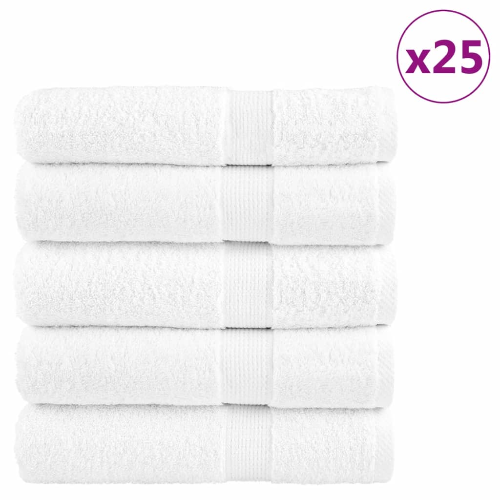 vidaXL Prosoape de baie premium SOLUND 25buc alb 100x150cm 600gsm vidaXL Prosoape de baie premium SOLUND 25buc alb 100x150cm 600gsm