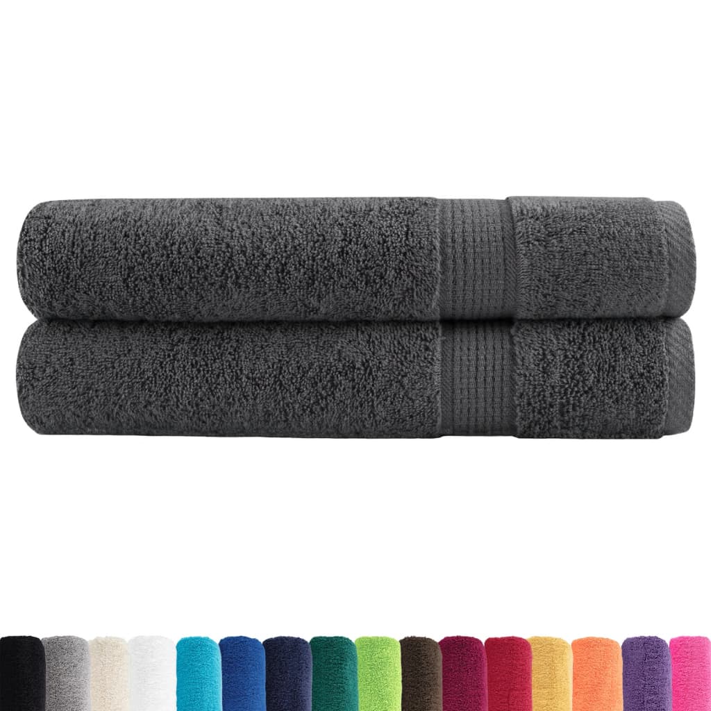vidaXL Prosoape premium SOLUND 2 buc antracit 100x200cm 600gsm vidaXL Prosoape premium SOLUND 2 buc antracit 100x200cm 600gsm
