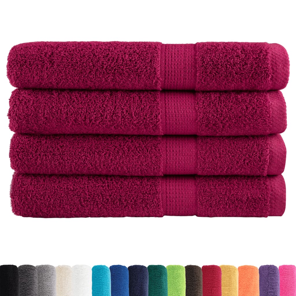 vidaXL Prosoape premium SOLUND 4 buc roșu bordo 100x200cm 600gsm vidaXL Prosoape premium SOLUND 4 buc roșu bordo 100x200cm 600gsm