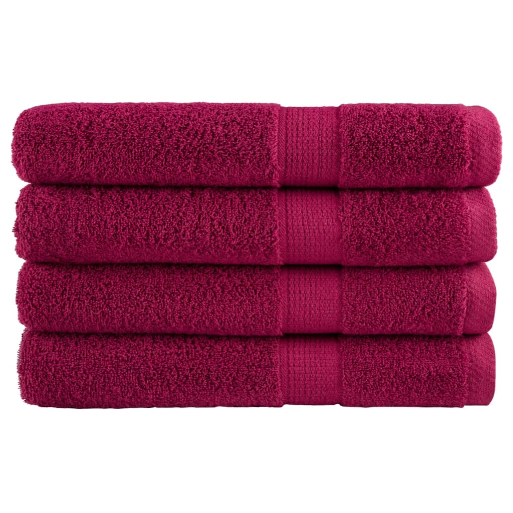 vidaXL Prosoape premium SOLUND 4 buc roșu bordo 100x200cm 600gsm vidaXL Prosoape premium SOLUND 4 buc roșu bordo 100x200cm 600gsm
