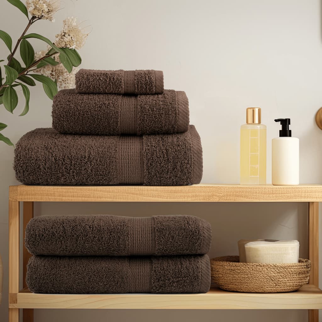 vidaXL Prosoape de baie premium SOLUND 2 buc maro 100x150cm 600gsm vidaXL Prosoape de baie premium SOLUND 2 buc maro 100x150cm 600gsm