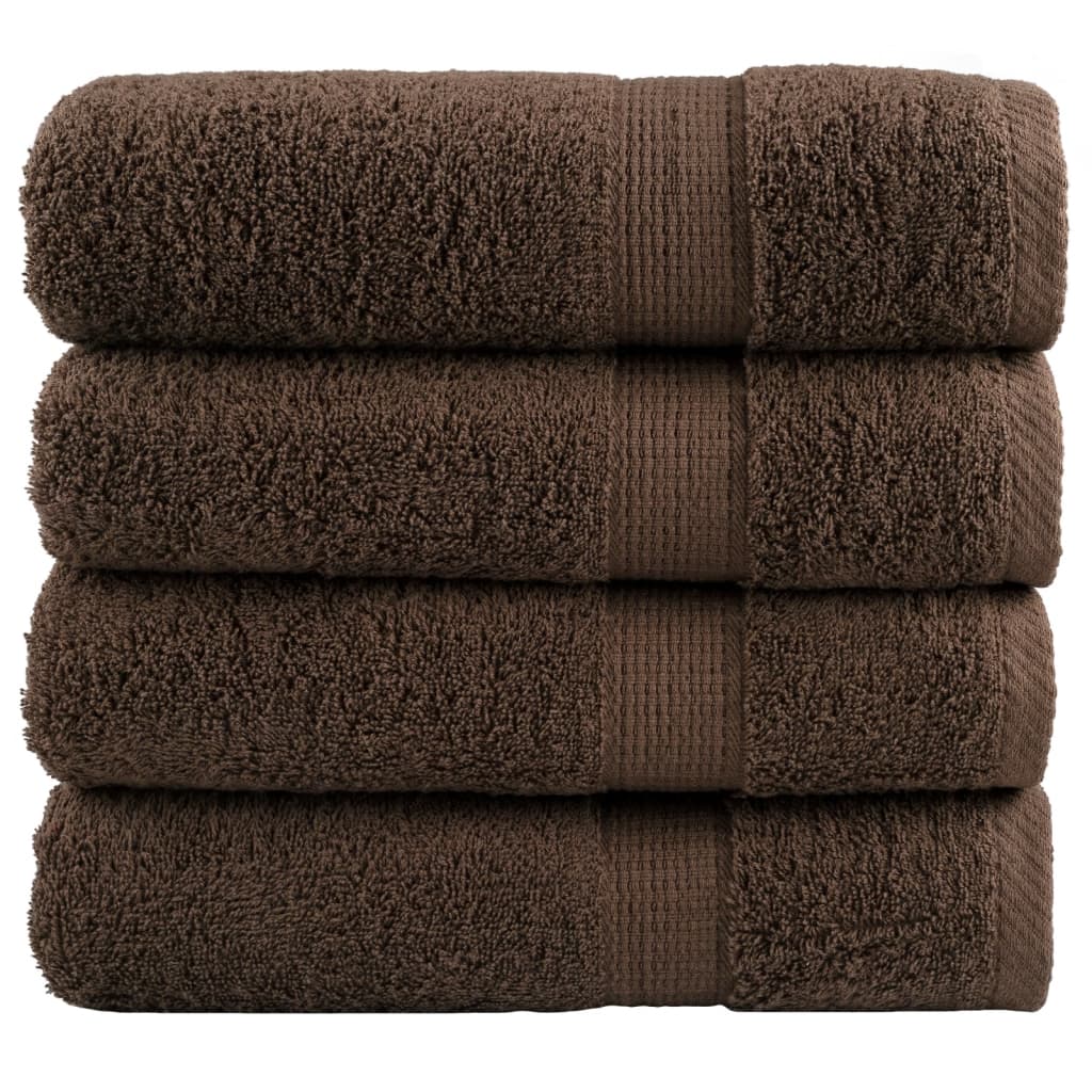 vidaXL Prosoape de baie premium SOLUND 4 buc maro 100x150cm 600gsm vidaXL Prosoape de baie premium SOLUND 4 buc maro 100x150cm 600gsm