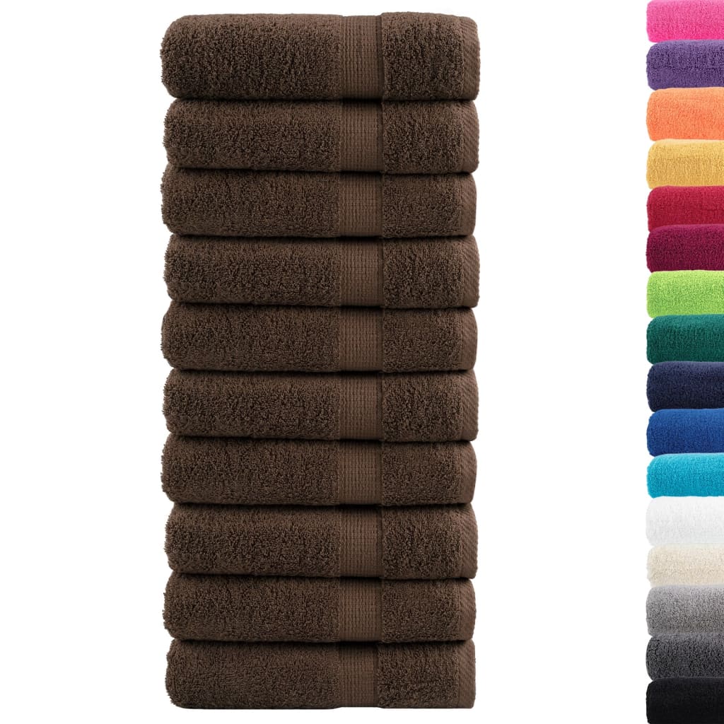 vidaXL Prosoape de baie premium SOLUND 10 buc maro 100x150cm 600gsm vidaXL Prosoape de baie premium SOLUND 10 buc maro 100x150cm 600gsm