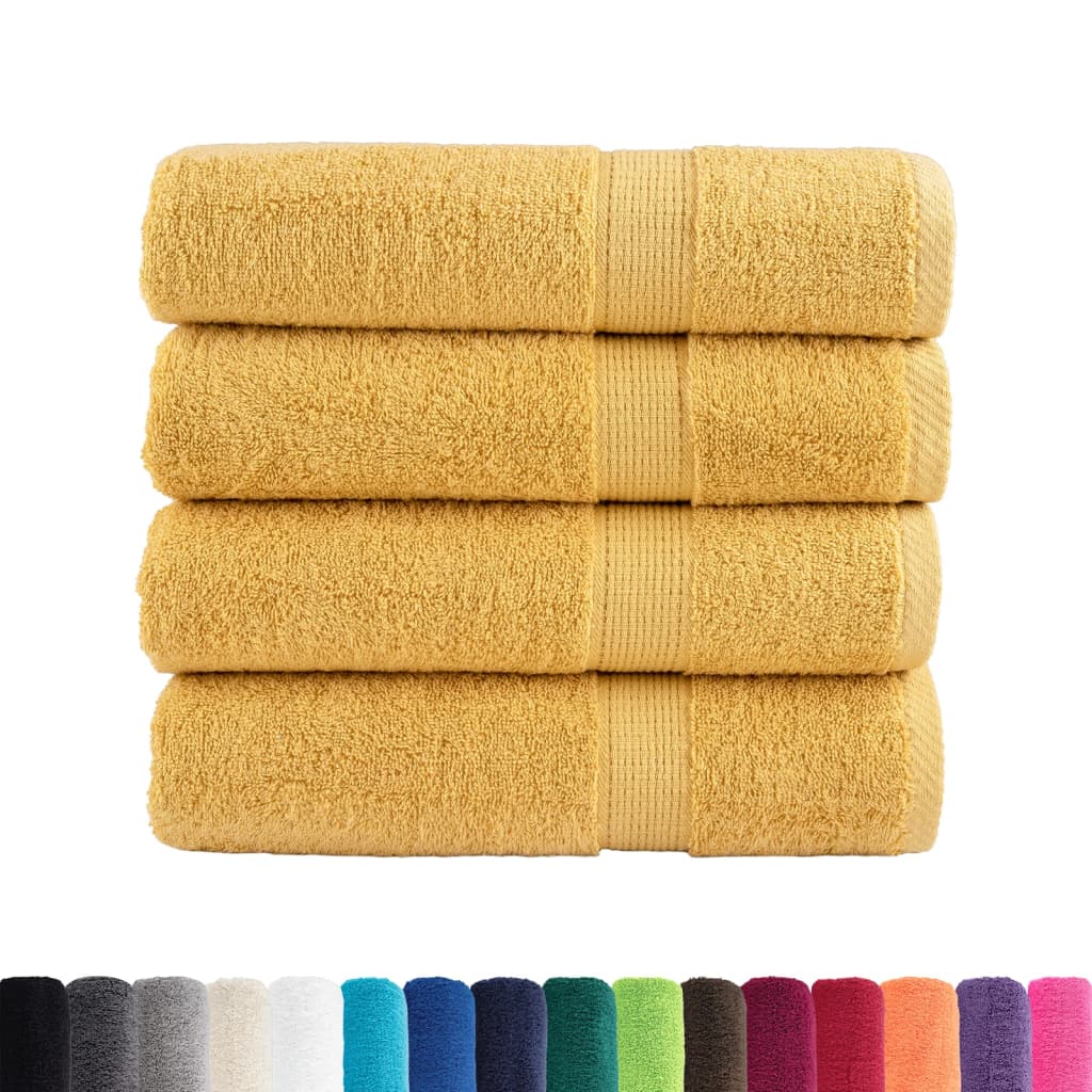 vidaXL Prosoape de baie premium SOLUND 4 buc auriu 100x150cm 600gsm vidaXL Prosoape de baie premium SOLUND 4 buc auriu 100x150cm 600gsm