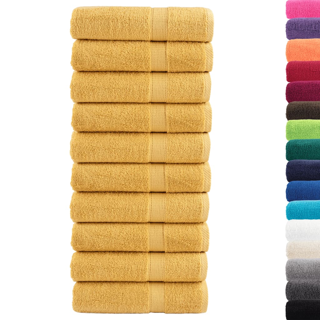 vidaXL Prosoape de baie premium SOLUND 10 buc auriu 100x150cm 600gsm vidaXL Prosoape de baie premium SOLUND 10 buc auriu 100x150cm 600gsm