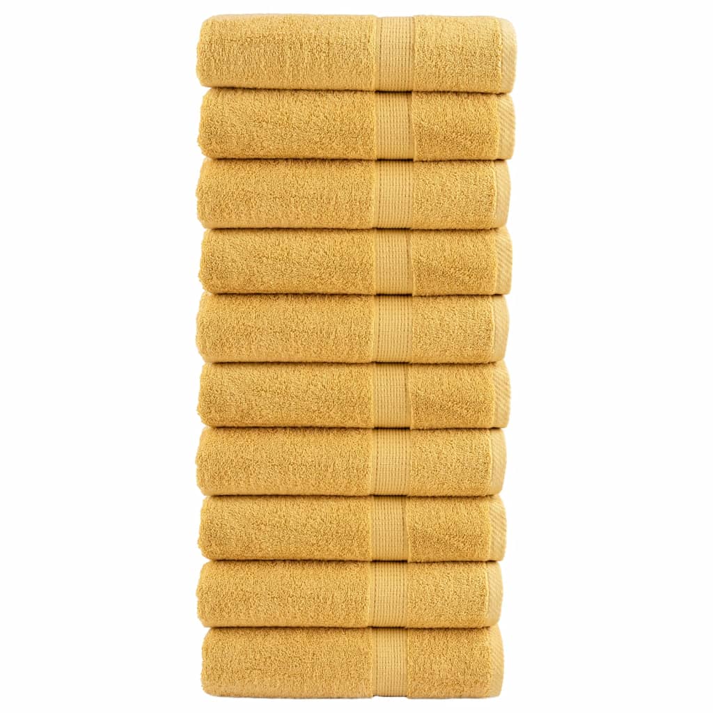 vidaXL Prosoape de baie premium SOLUND 10 buc auriu 100x150cm 600gsm vidaXL Prosoape de baie premium SOLUND 10 buc auriu 100x150cm 600gsm