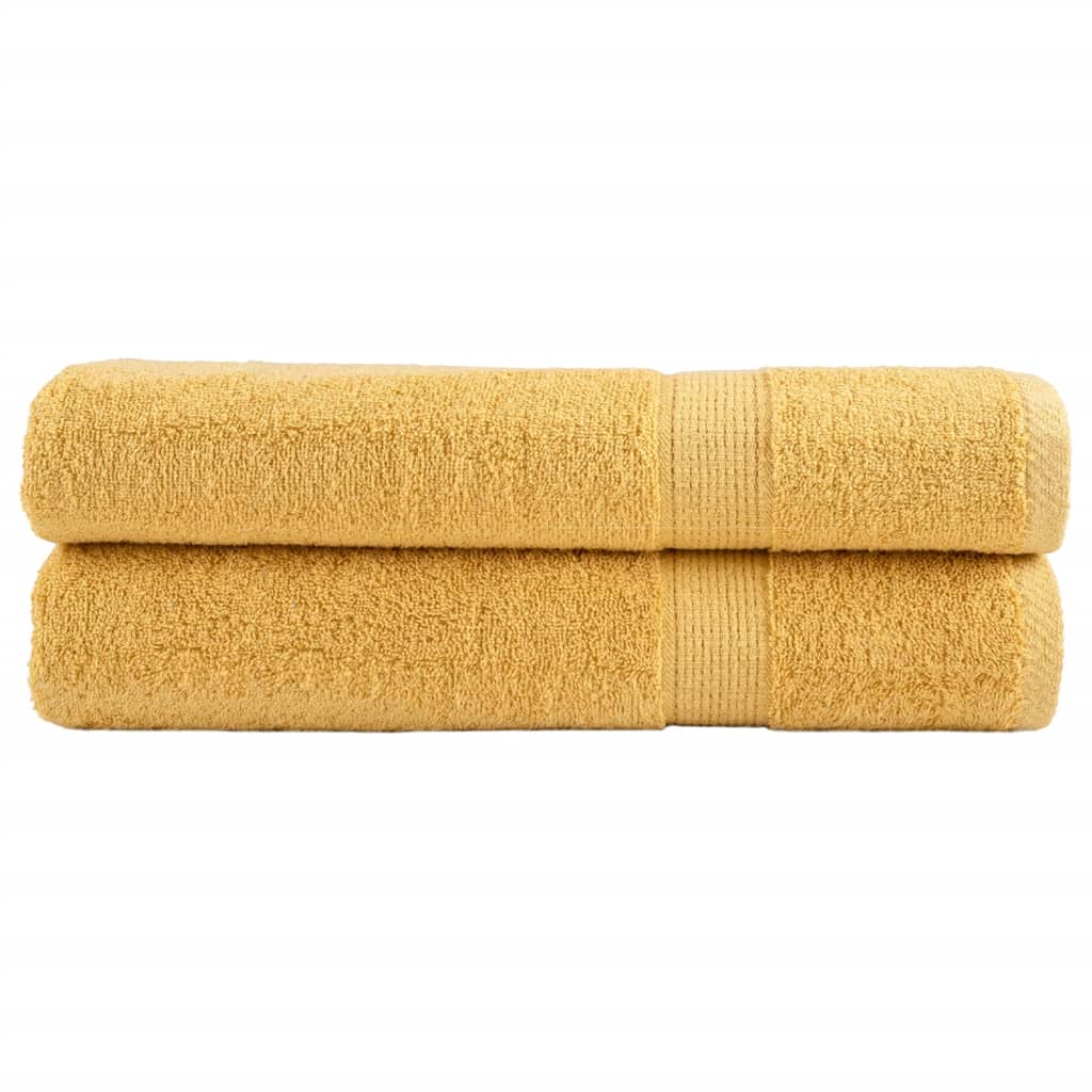 vidaXL Prosoape de saună premium SOLUND 2 buc auriu 80x200cm 600gsm vidaXL Prosoape de saună premium SOLUND 2 buc auriu 80x200cm 600gsm