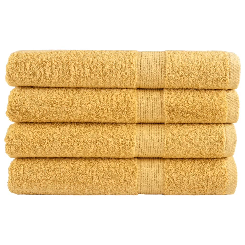 vidaXL Prosoape premium SOLUND 4 buc auriu 100x200cm 600gsm vidaXL Prosoape premium SOLUND 4 buc auriu 100x200cm 600gsm