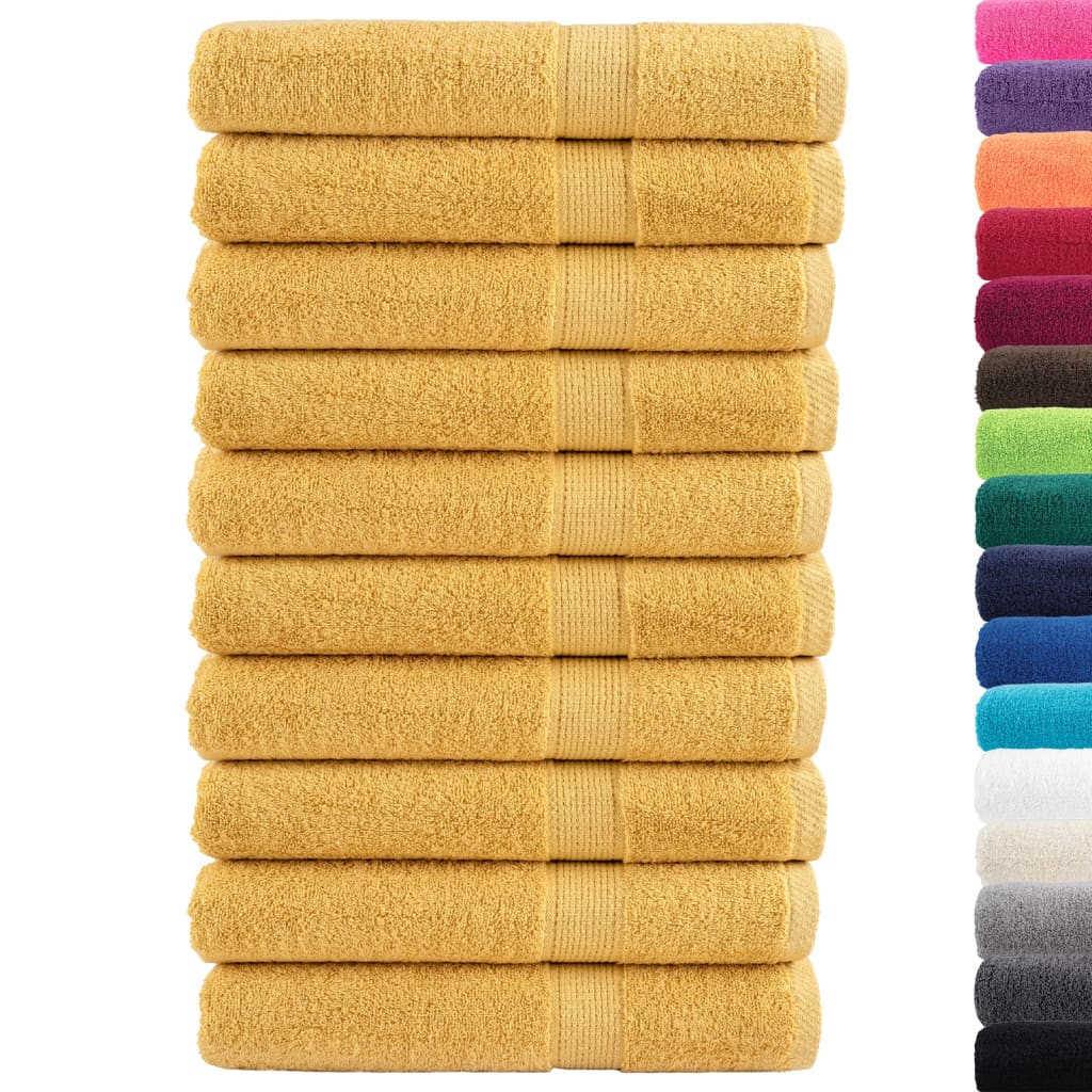 vidaXL Prosoape premium SOLUND 10 buc auriu 100x200cm 600gsm vidaXL Prosoape premium SOLUND 10 buc auriu 100x200cm 600gsm