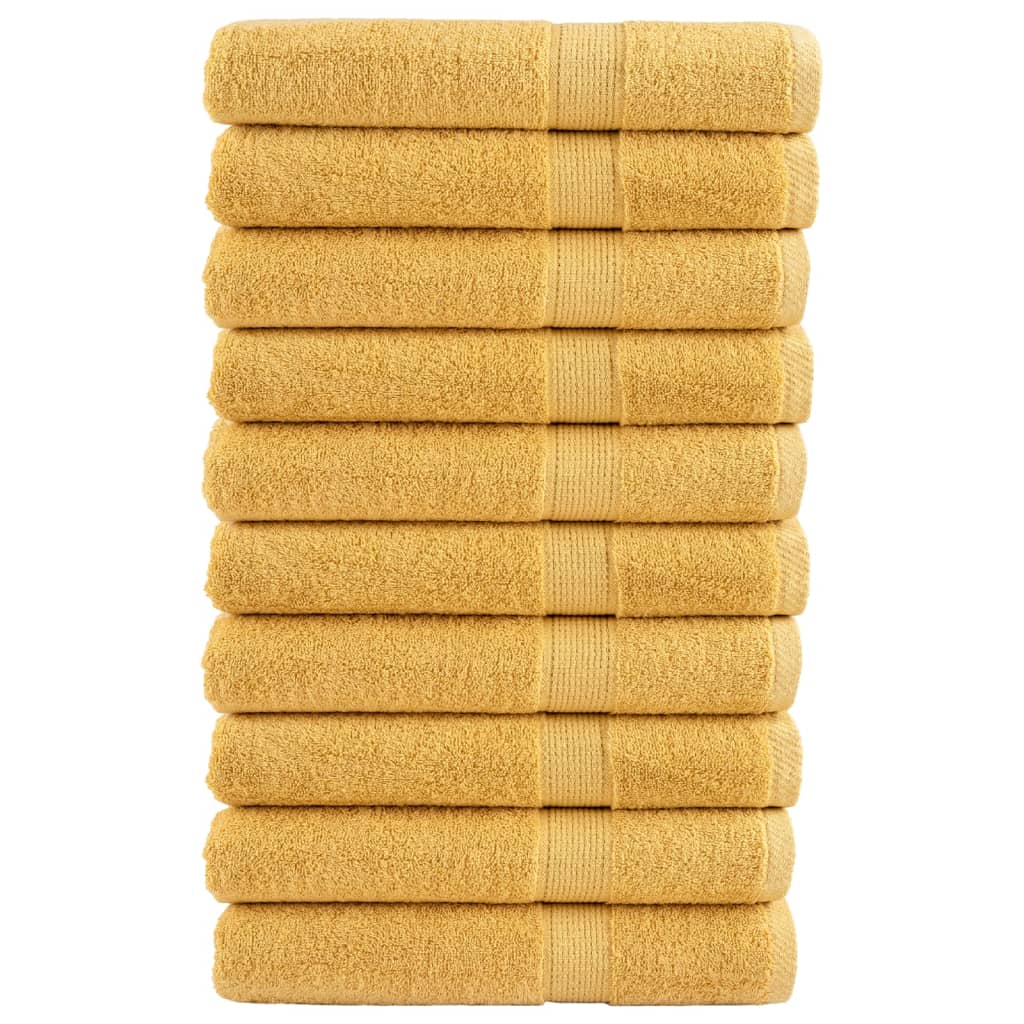 vidaXL Prosoape premium SOLUND 10 buc auriu 100x200cm 600gsm vidaXL Prosoape premium SOLUND 10 buc auriu 100x200cm 600gsm