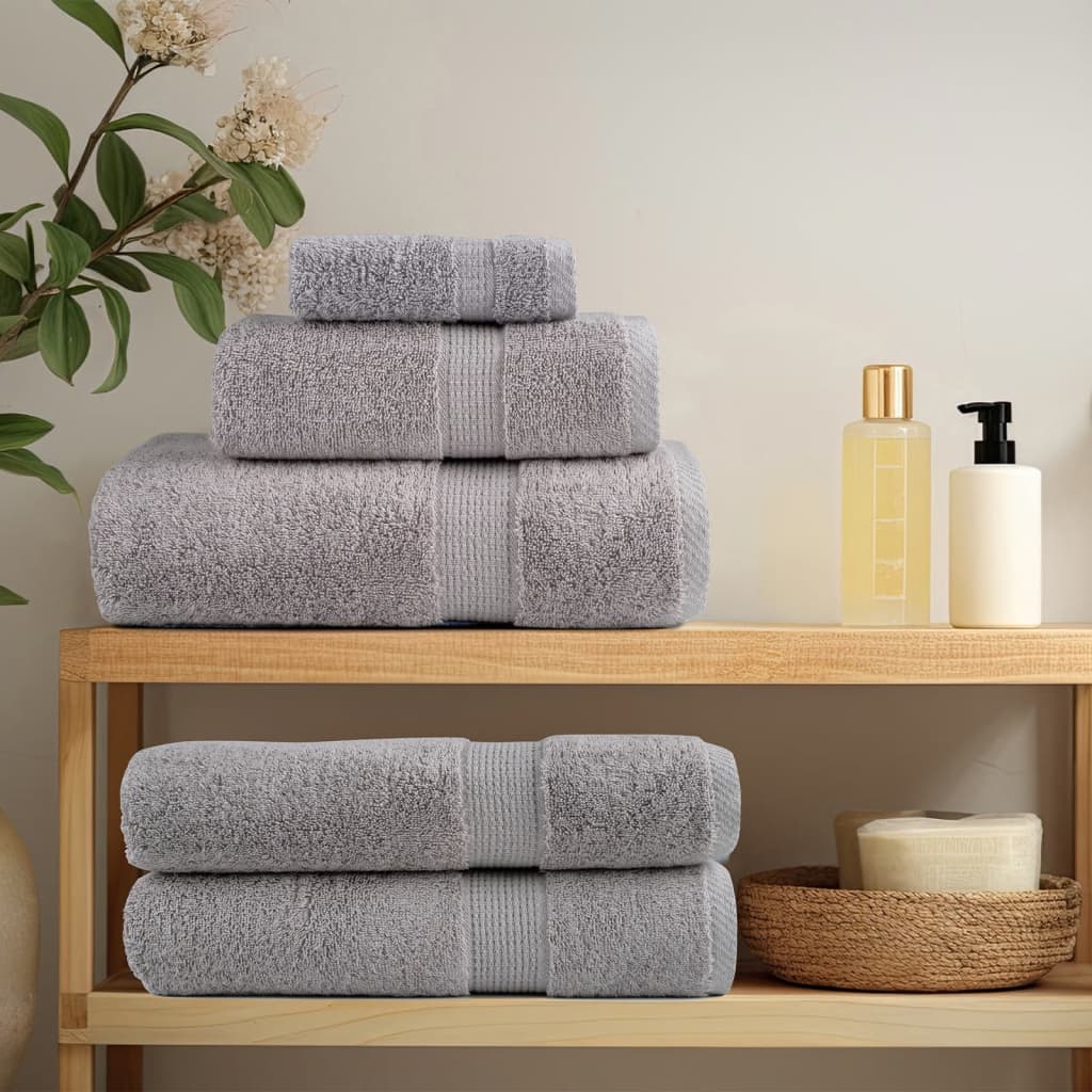 vidaXL Prosoape de baie premium SOLUND 2 buc gri 100x150cm 600gsm vidaXL Prosoape de baie premium SOLUND 2 buc gri 100x150cm 600gsm