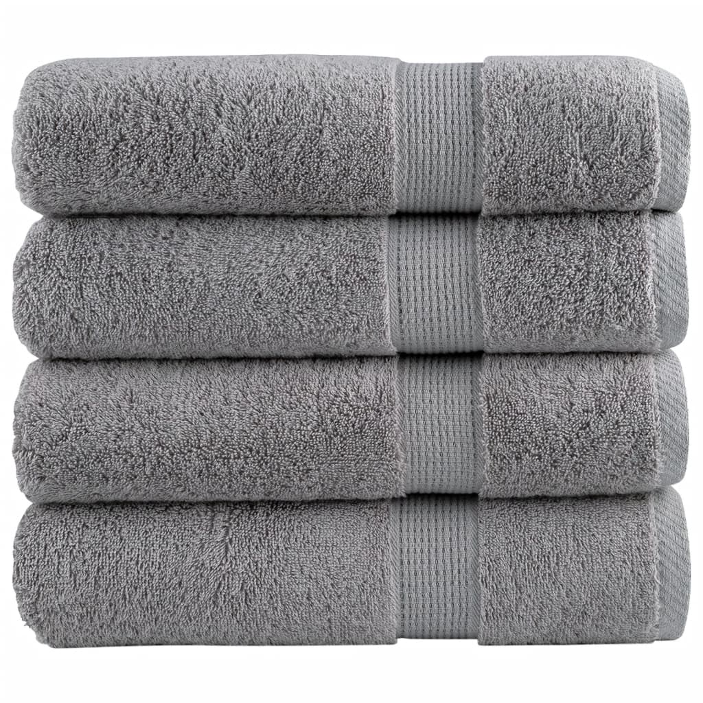 vidaXL Prosoape de baie premium SOLUND 4 buc gri 100x150cm 600gsm vidaXL Prosoape de baie premium SOLUND 4 buc gri 100x150cm 600gsm