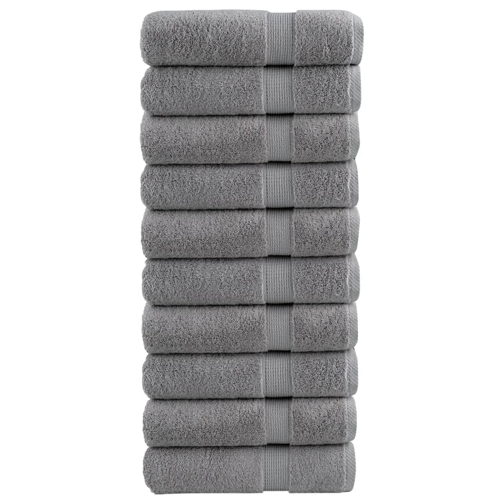 vidaXL Prosoape de baie premium SOLUND 10 buc gri 100x150cm 600gsm vidaXL Prosoape de baie premium SOLUND 10 buc gri 100x150cm 600gsm