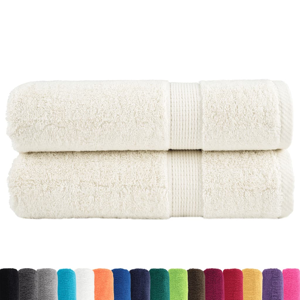 vidaXL Prosoape de duș premium SOLUND 2 buc. crem 70x140 cm 600 gsm vidaXL Prosoape de duș premium SOLUND 2 buc. crem 70x140 cm 600 gsm