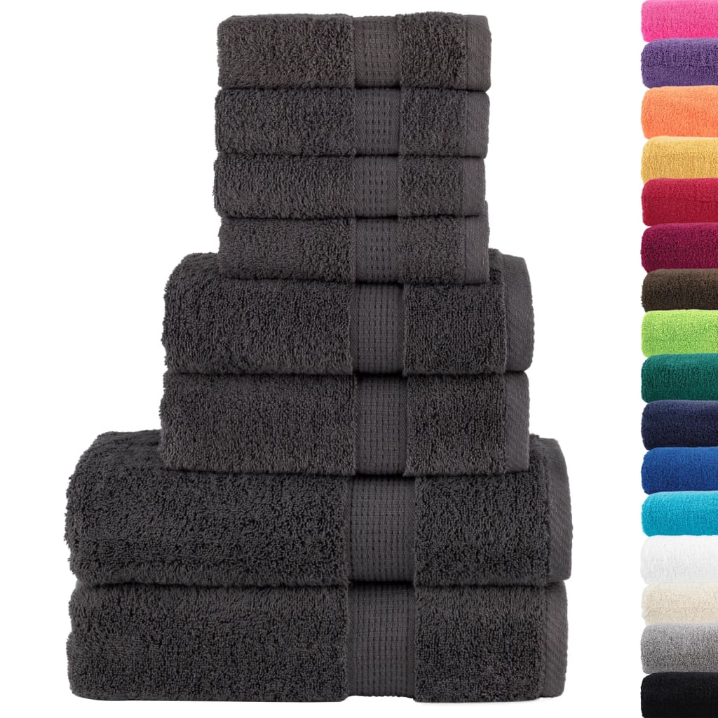 vidaXL Set de prosoape premium SOLUND, 8 piese, antracit, 600 g/m² vidaXL Set de prosoape premium SOLUND, 8 piese, antracit, 600 g/m²
