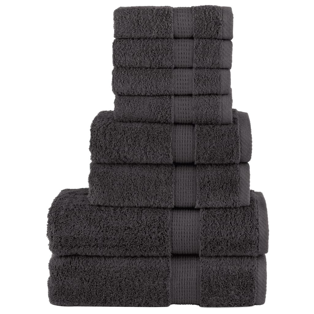 vidaXL Set de prosoape premium SOLUND, 8 piese, antracit, 600 g/m² vidaXL Set de prosoape premium SOLUND, 8 piese, antracit, 600 g/m²