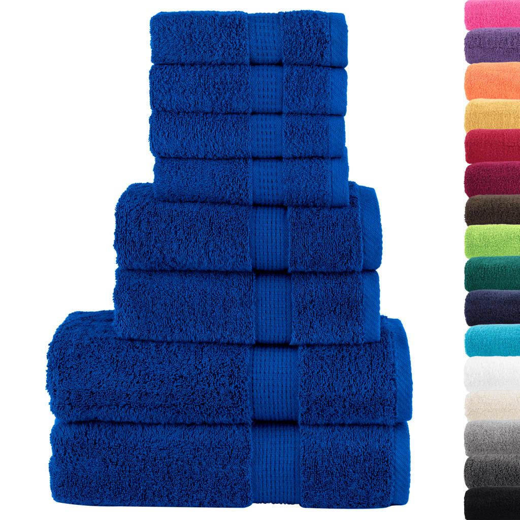 vidaXL Set de prosoape premium SOLUND, 8 piese, albastru, 600 g/m² vidaXL Set de prosoape premium SOLUND, 8 piese, albastru, 600 g/m²