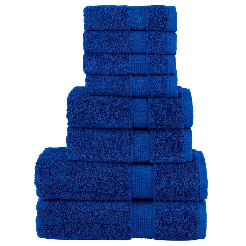 vidaXL Set de prosoape premium SOLUND, 8 piese, albastru, 600 g/m² vidaXL Set de prosoape premium SOLUND, 8 piese, albastru, 600 g/m²