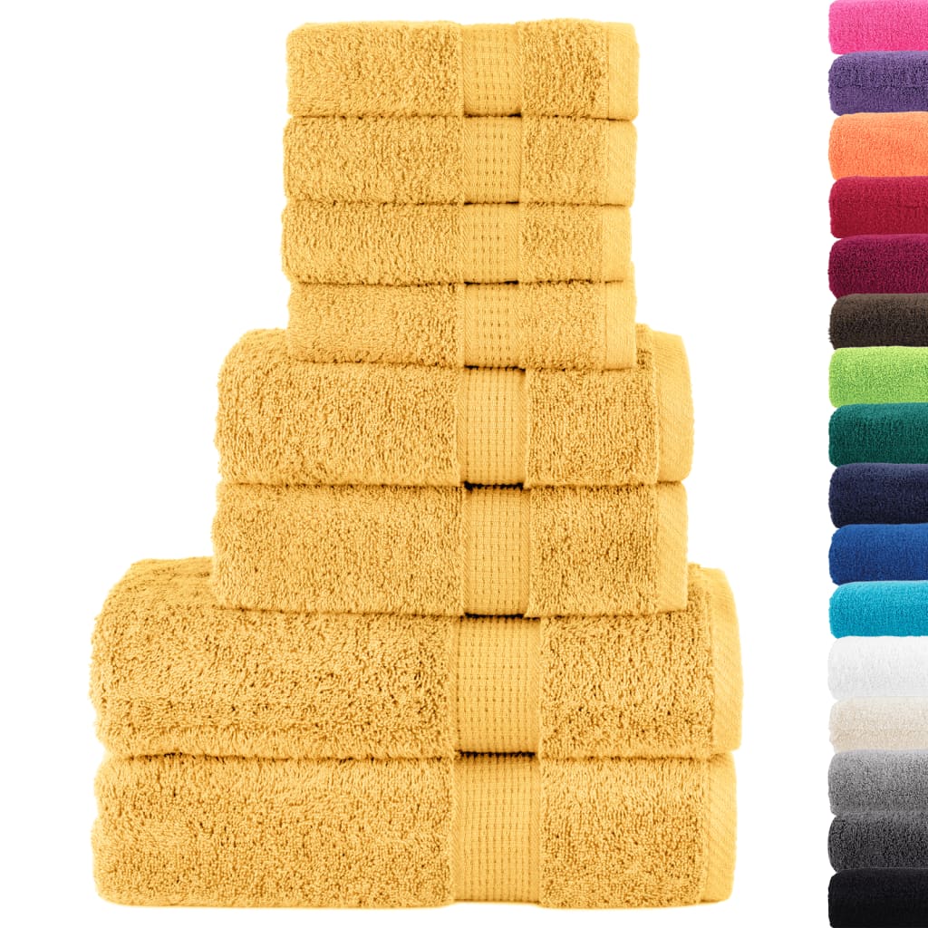 vidaXL Set de prosoape premium SOLUND, 8 piese, auriu, 600 g/m² vidaXL Set de prosoape premium SOLUND, 8 piese, auriu, 600 g/m²