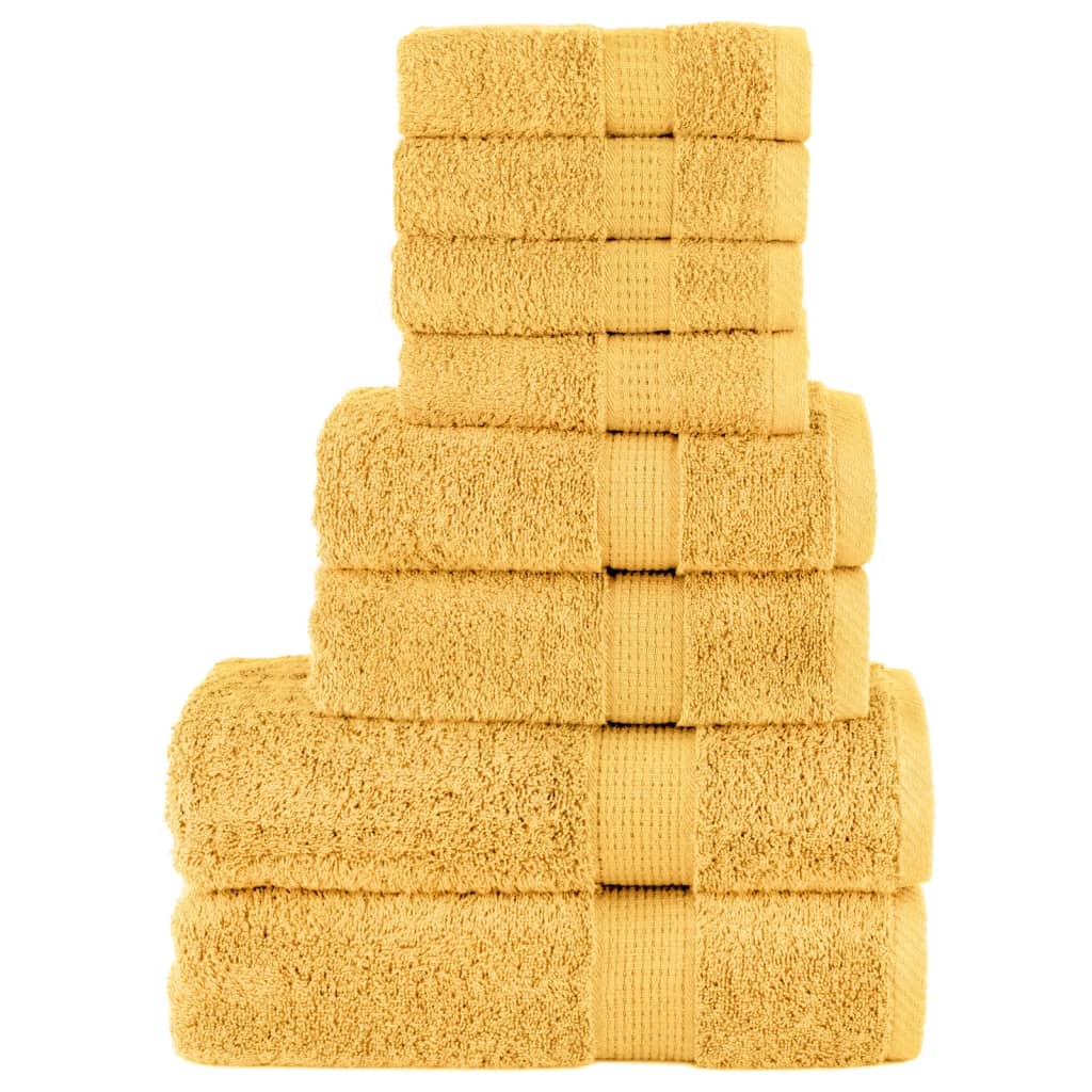 vidaXL Set de prosoape premium SOLUND, 8 piese, auriu, 600 g/m² vidaXL Set de prosoape premium SOLUND, 8 piese, auriu, 600 g/m²