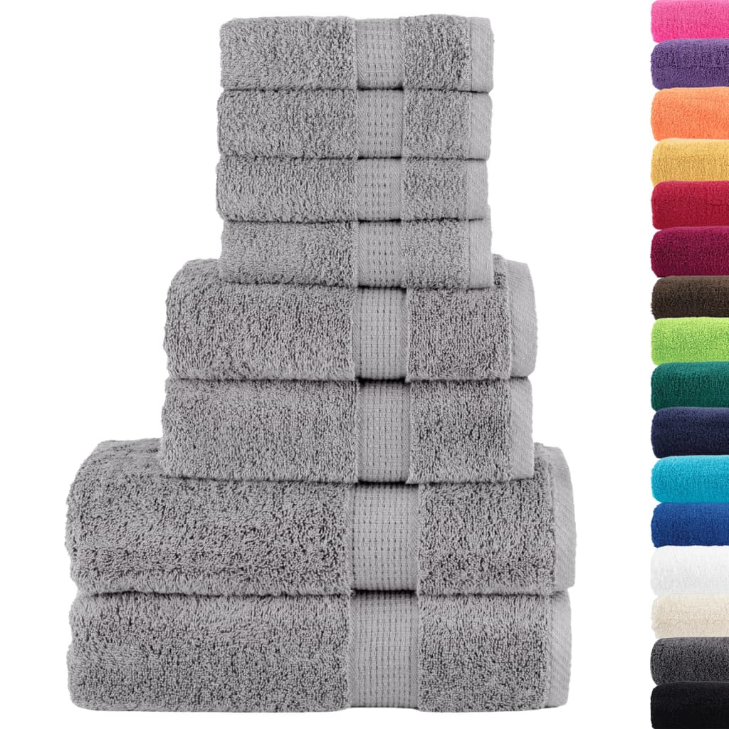 vidaXL Set de prosoape premium SOLUND, 8 piese, gri, 600 g/m² vidaXL Set de prosoape premium SOLUND, 8 piese, gri, 600 g/m²