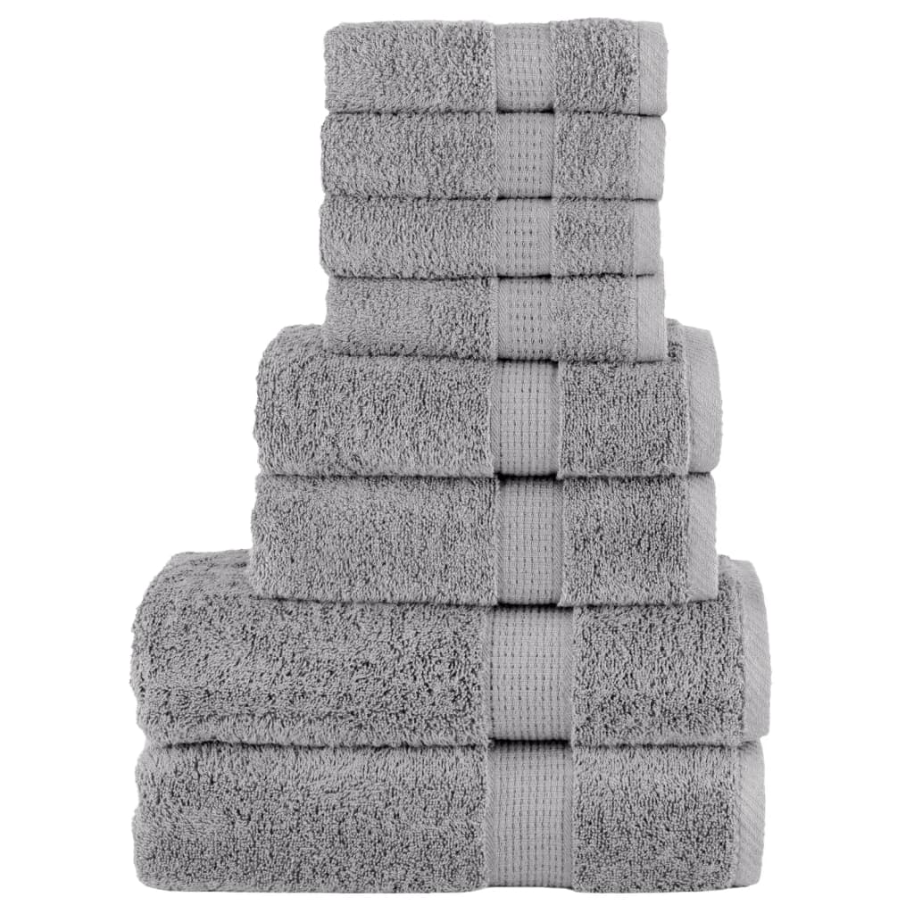 vidaXL Set de prosoape premium SOLUND, 8 piese, gri, 600 g/m² vidaXL Set de prosoape premium SOLUND, 8 piese, gri, 600 g/m²