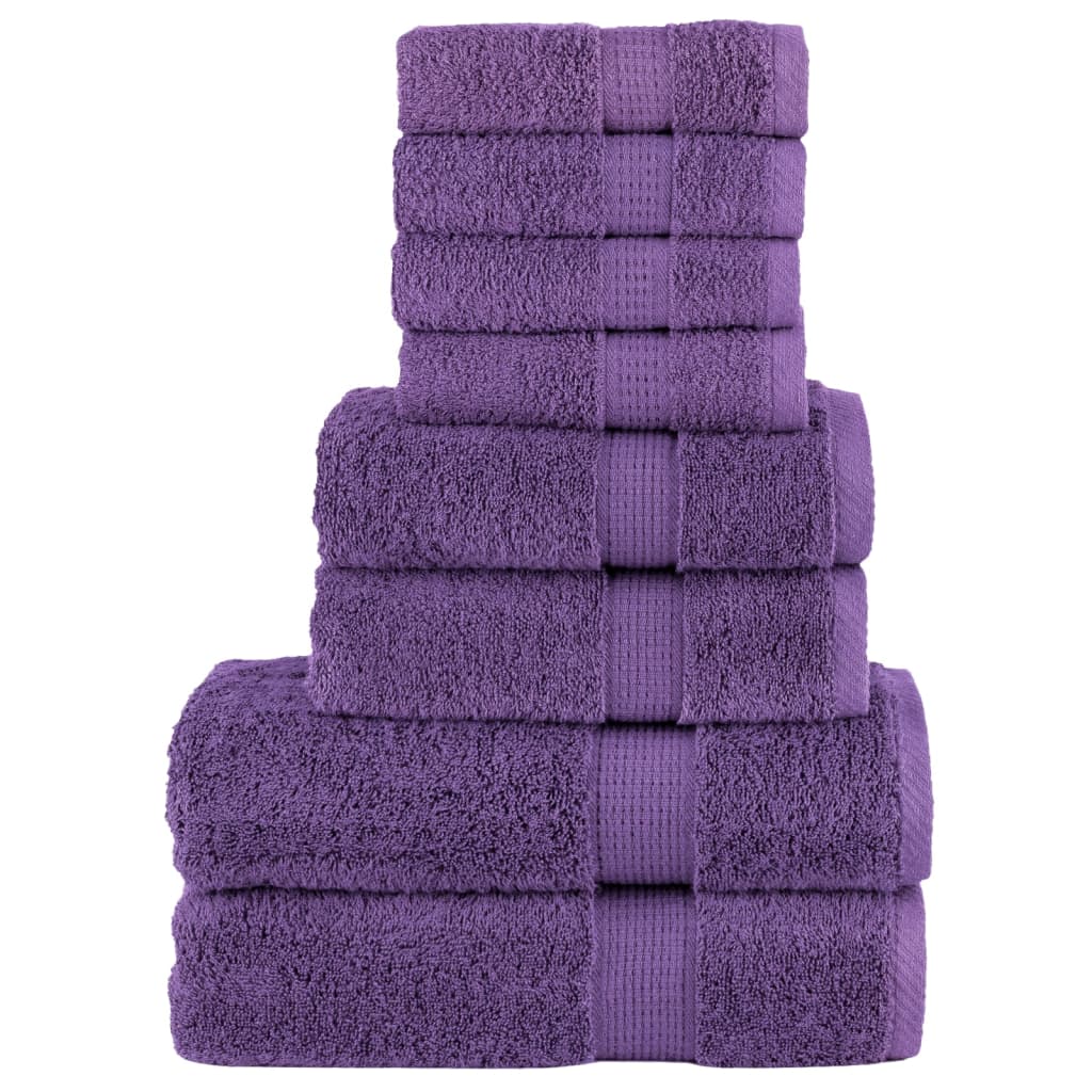vidaXL Set de prosoape premium SOLUND, 8 piese, violet, 600 g/m² vidaXL Set de prosoape premium SOLUND, 8 piese, violet, 600 g/m²