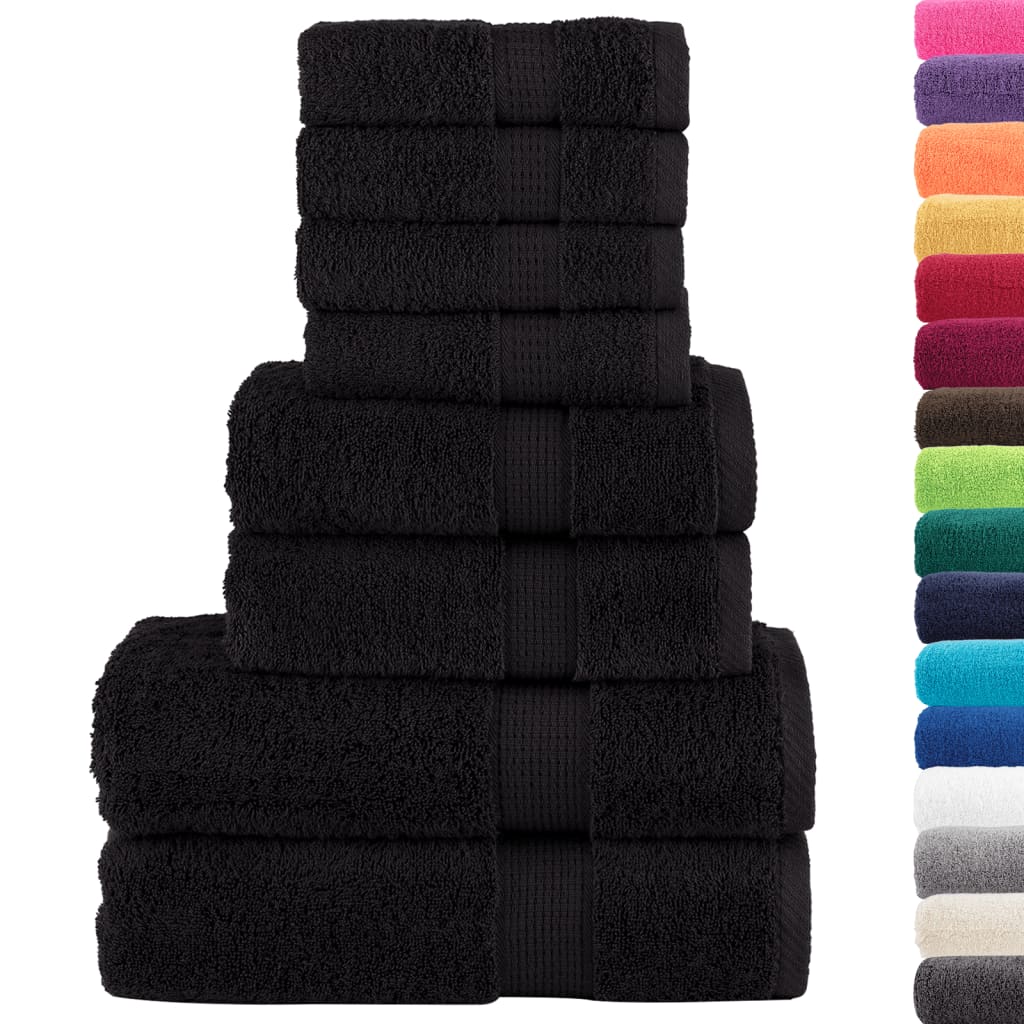 vidaXL Set de prosoape premium SOLUND, 8 piese, negru, 600 g/m² vidaXL Set de prosoape premium SOLUND, 8 piese, negru, 600 g/m²
