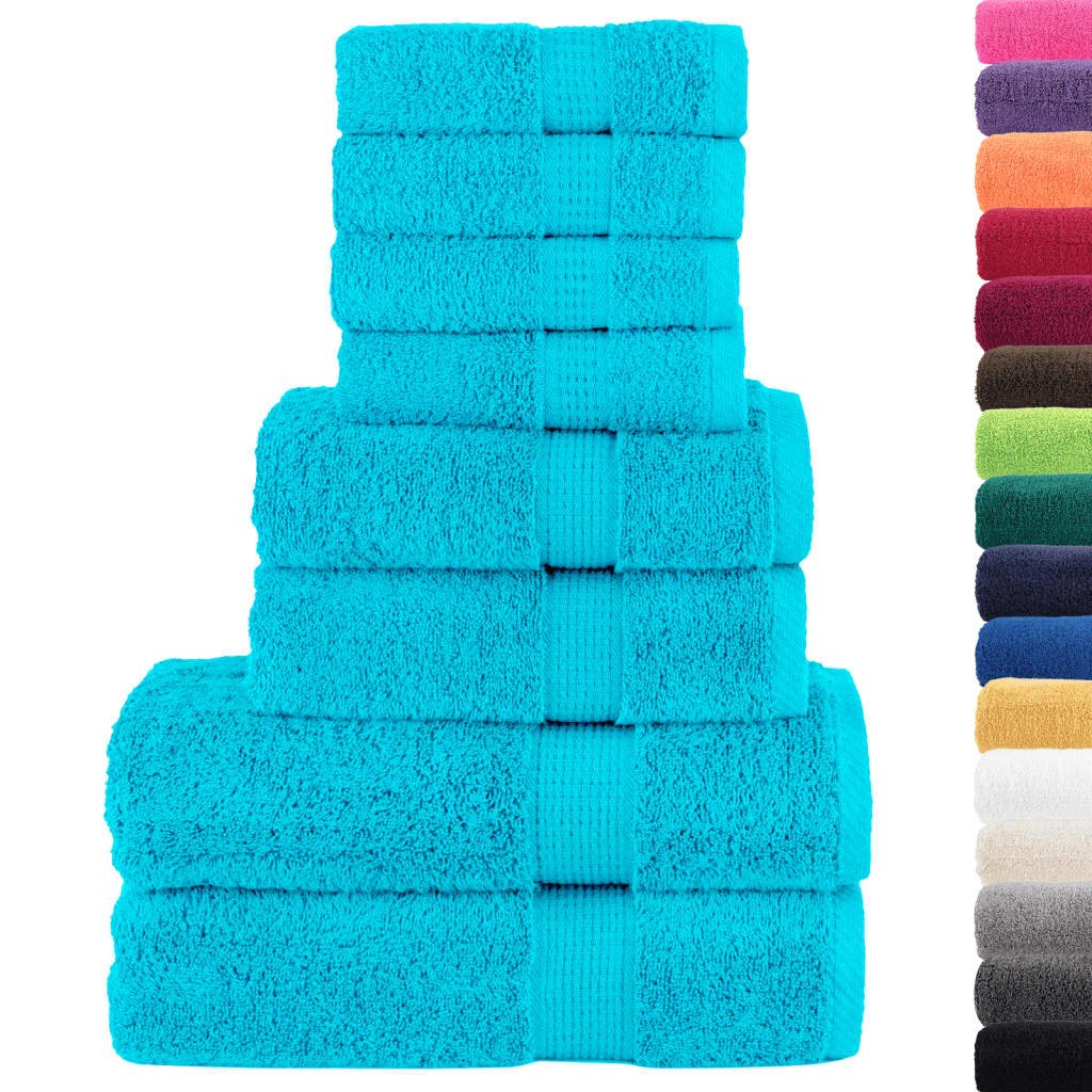 vidaXL Set de prosoape premium SOLUND, 8 piese, turcoaz, 600 g/m² vidaXL Set de prosoape premium SOLUND, 8 piese, turcoaz, 600 g/m²