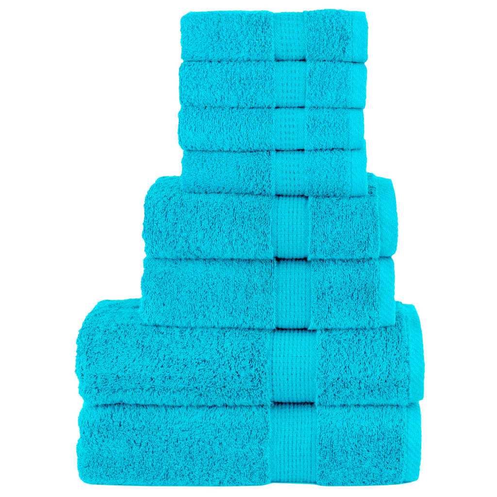 vidaXL Set de prosoape premium SOLUND, 8 piese, turcoaz, 600 g/m² vidaXL Set de prosoape premium SOLUND, 8 piese, turcoaz, 600 g/m²