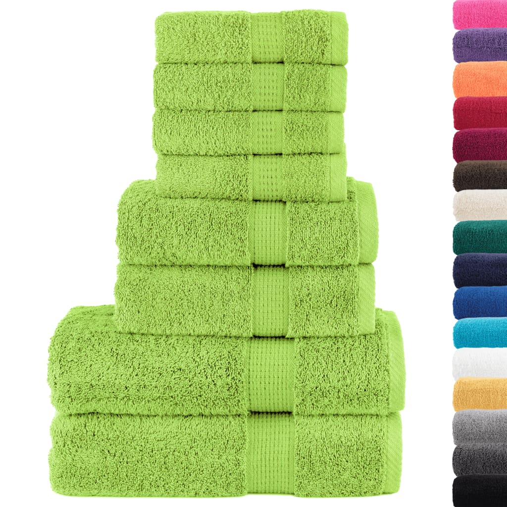 vidaXL Set de prosoape premium SOLUND, 8 piese, verde măr, 600 g/m² vidaXL Set de prosoape premium SOLUND, 8 piese, verde măr, 600 g/m²