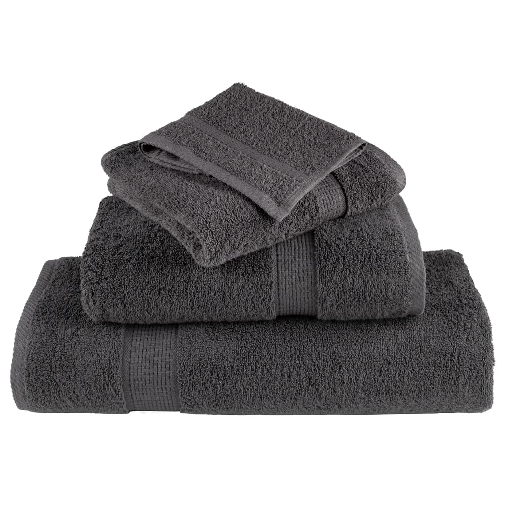 vidaXL Set de prosoape premium SOLUND, 6 piese, antracit, 600 g/m² vidaXL Set de prosoape premium SOLUND, 6 piese, antracit, 600 g/m²