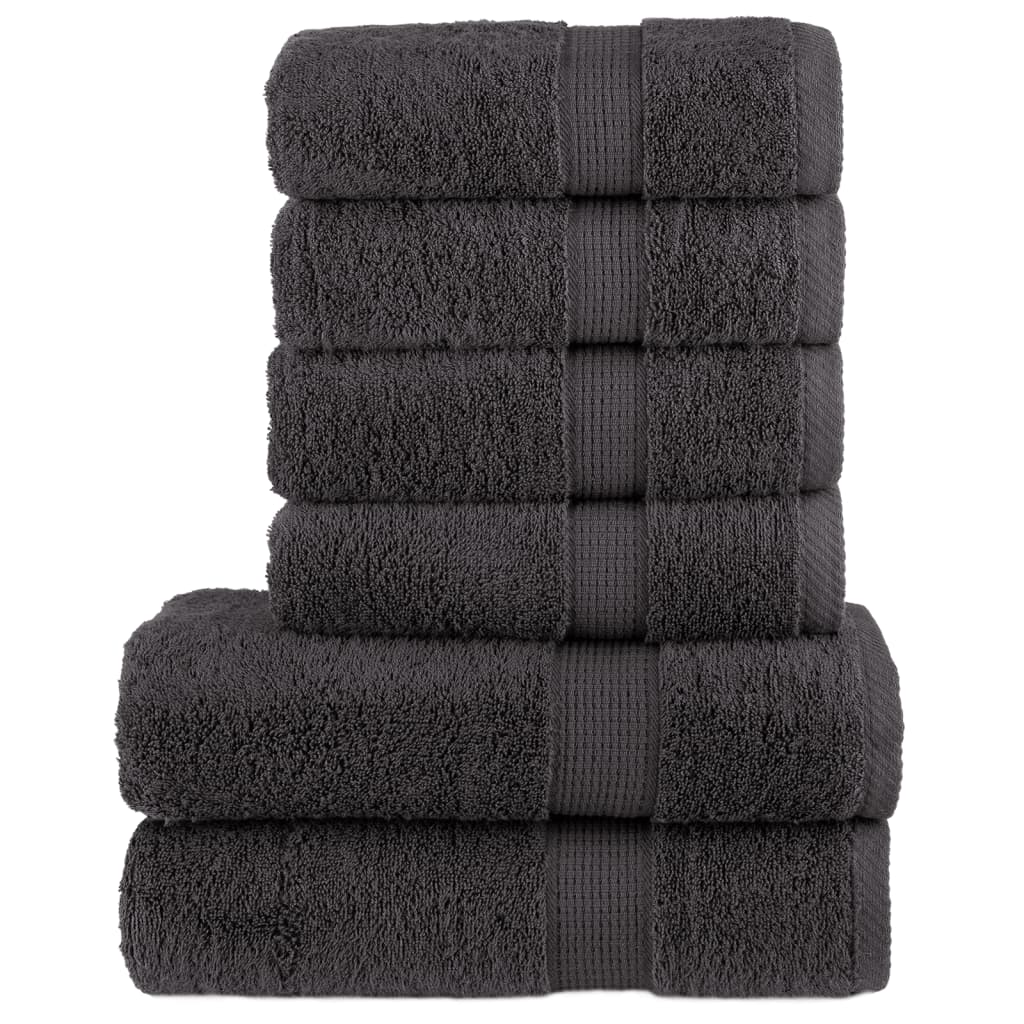vidaXL Set de prosoape premium SOLUND, 6 piese, antracit, 600 g/m² vidaXL Set de prosoape premium SOLUND, 6 piese, antracit, 600 g/m²