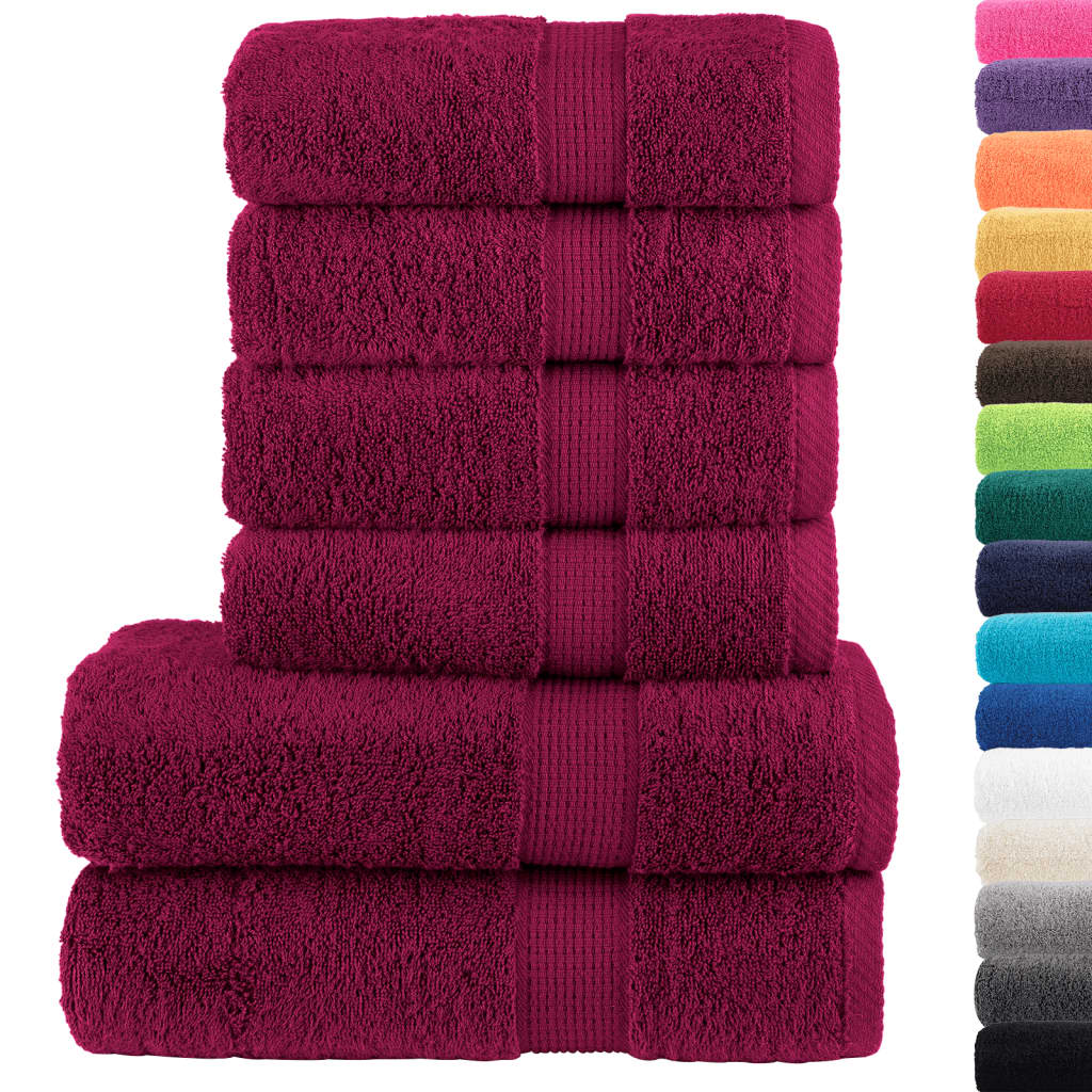 vidaXL Set de prosoape premium SOLUND, 6 piese, bordo, 600 g/m² vidaXL Set de prosoape premium SOLUND, 6 piese, bordo, 600 g/m²