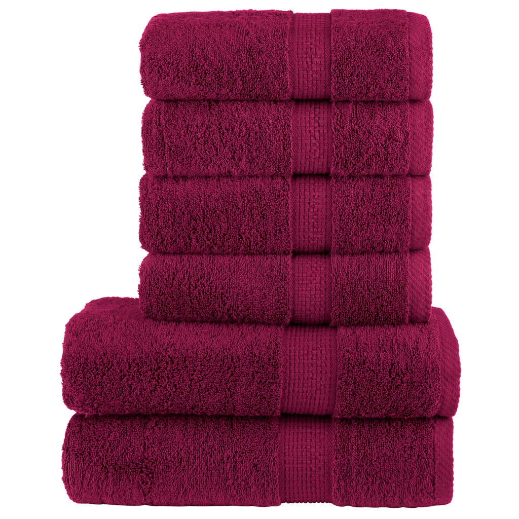 vidaXL Set de prosoape premium SOLUND, 6 piese, bordo, 600 g/m² vidaXL Set de prosoape premium SOLUND, 6 piese, bordo, 600 g/m²