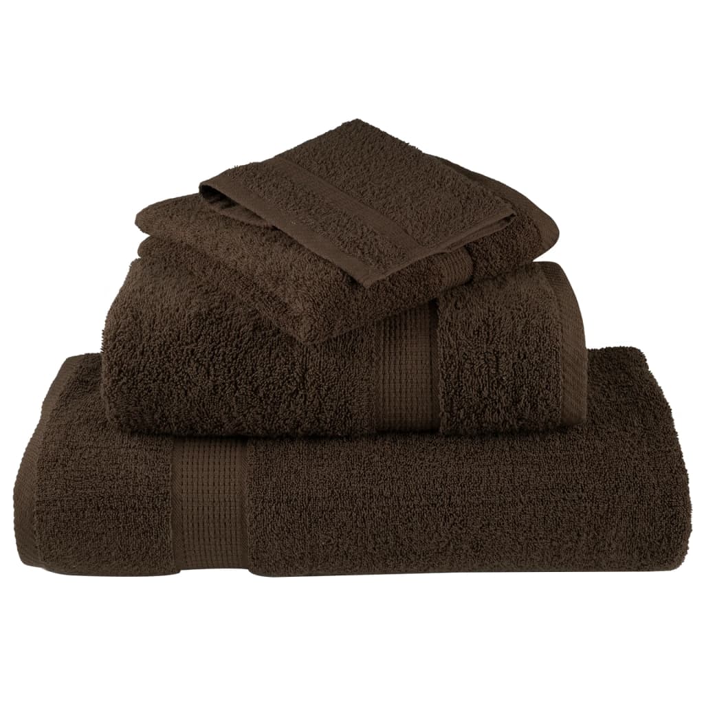vidaXL Set de prosoape premium SOLUND, 6 piese, maro, 600 g/m² vidaXL Set de prosoape premium SOLUND, 6 piese, maro, 600 g/m²