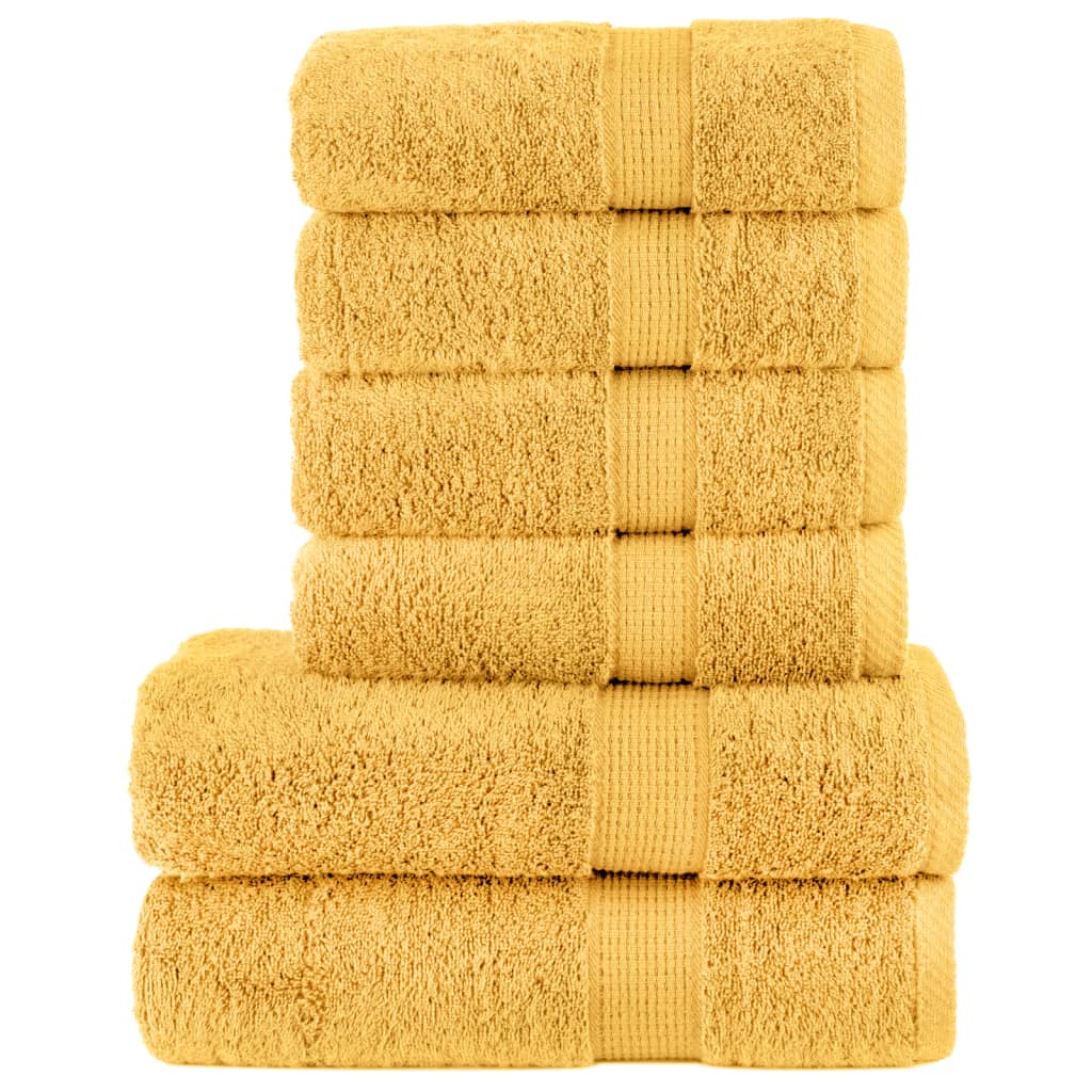 vidaXL Set de prosoape premium SOLUND, 6 piese, auriu, 600 g/m² vidaXL Set de prosoape premium SOLUND, 6 piese, auriu, 600 g/m²