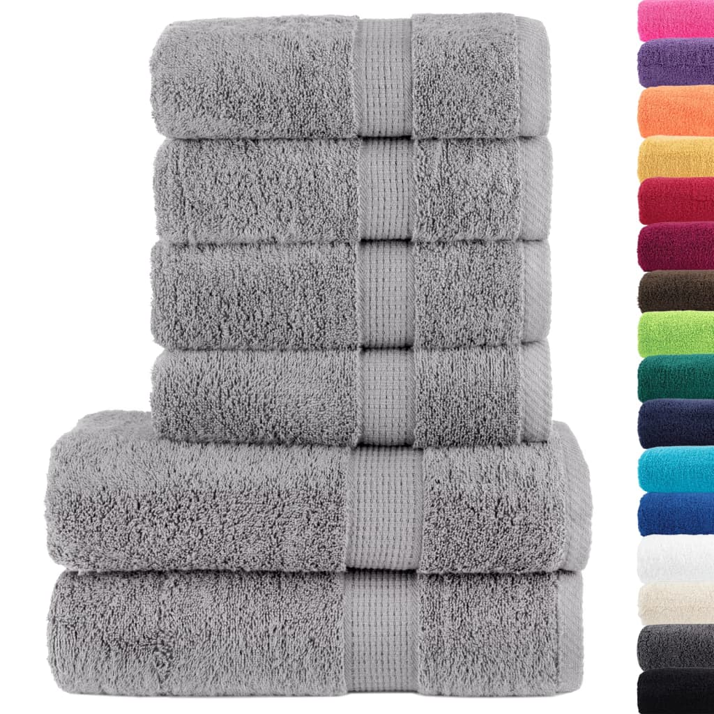 vidaXL Set de prosoape premium SOLUND, 6 piese, gri, 600 g/m² vidaXL Set de prosoape premium SOLUND, 6 piese, gri, 600 g/m²