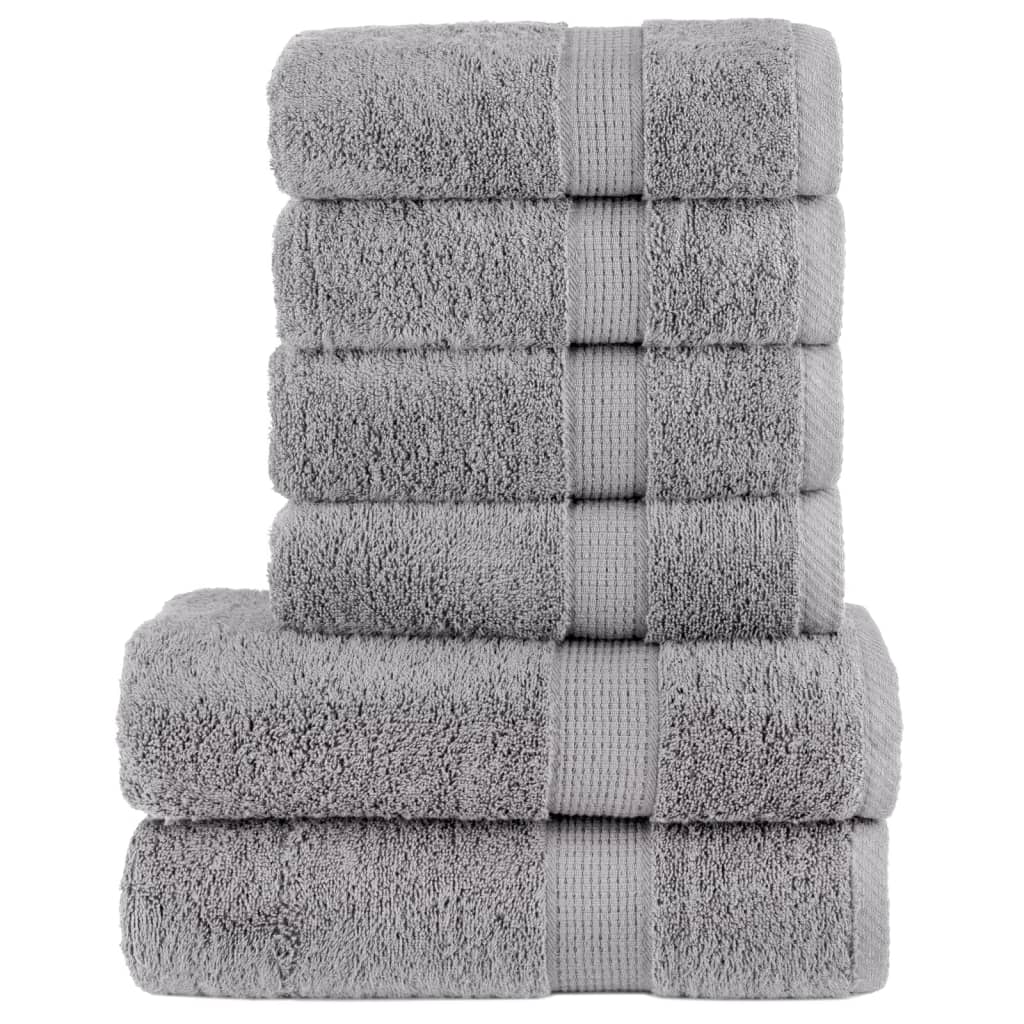 vidaXL Set de prosoape premium SOLUND, 6 piese, gri, 600 g/m² vidaXL Set de prosoape premium SOLUND, 6 piese, gri, 600 g/m²