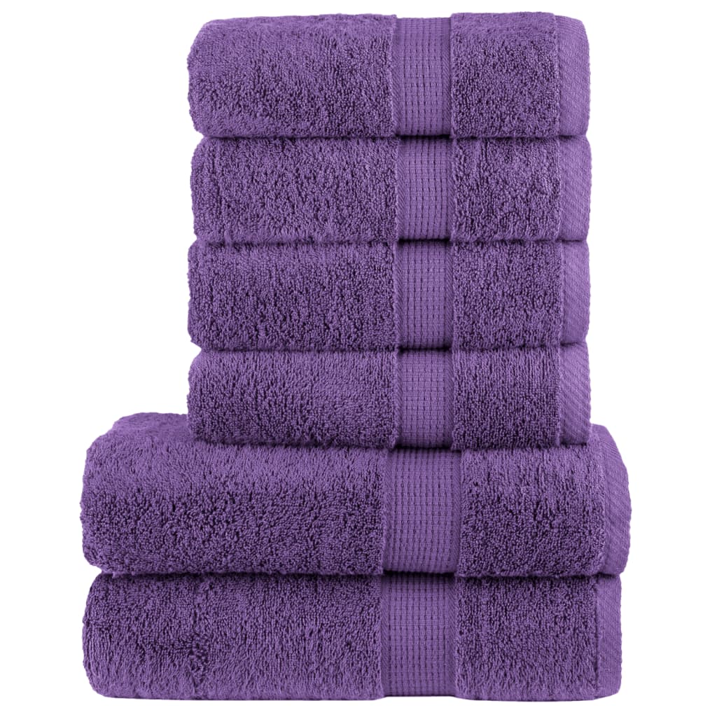 vidaXL Set de prosoape premium SOLUND, 6 piese, violet, 600 g/m² vidaXL Set de prosoape premium SOLUND, 6 piese, violet, 600 g/m²