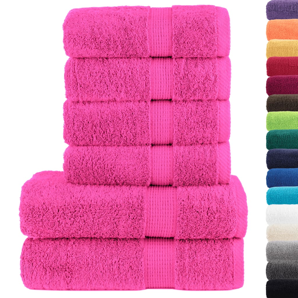 vidaXL Set de prosoape premium SOLUND, 6 piese, roz, 600 g/m² vidaXL Set de prosoape premium SOLUND, 6 piese, roz, 600 g/m²