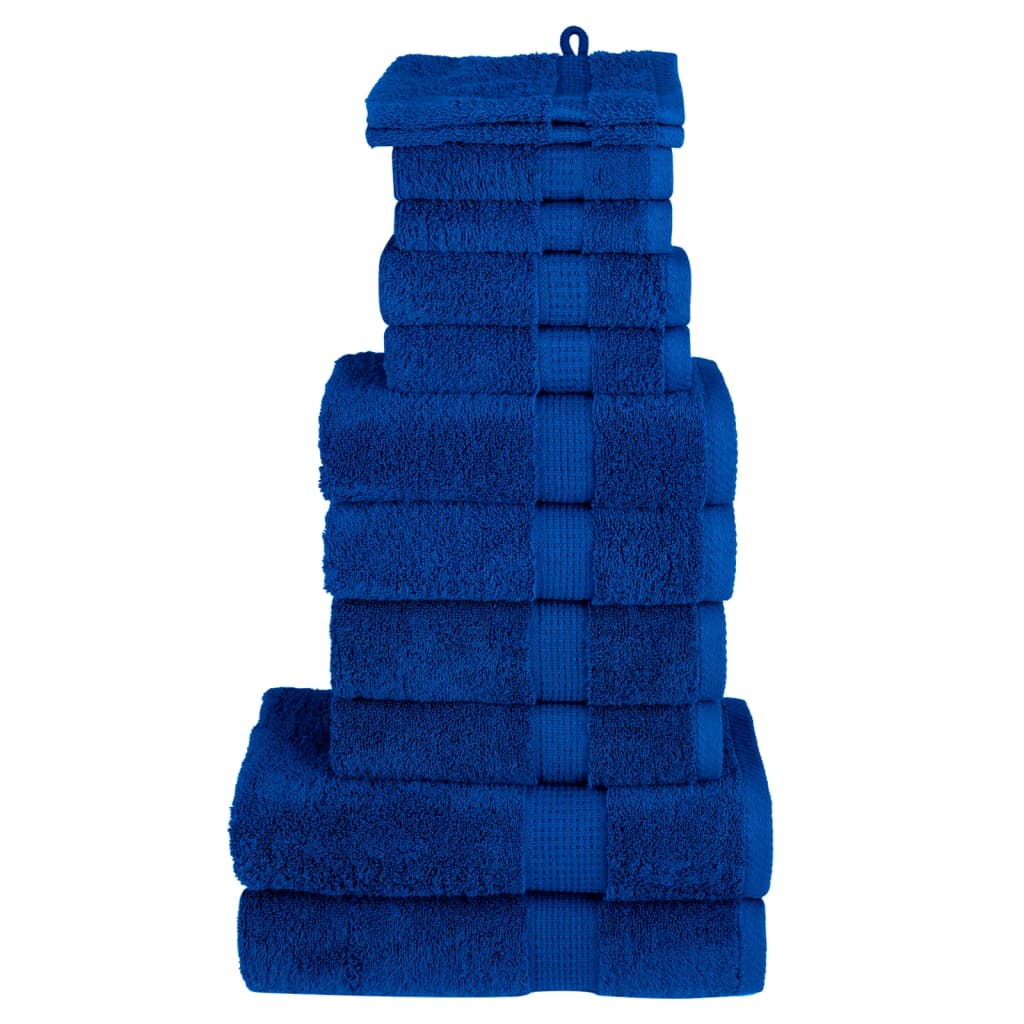 vidaXL Set de prosoape premium SOLUND, 12 piese, albastru, 600 g/m² vidaXL Set de prosoape premium SOLUND, 12 piese, albastru, 600 g/m²