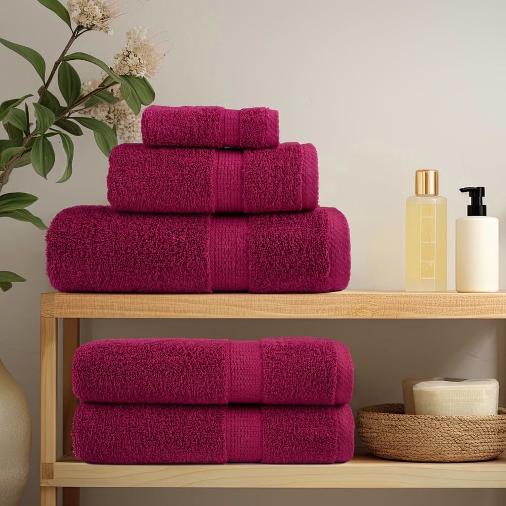 vidaXL Set de prosoape premium SOLUND, 12 piese, bordo, 600 g/m² vidaXL Set de prosoape premium SOLUND, 12 piese, bordo, 600 g/m²