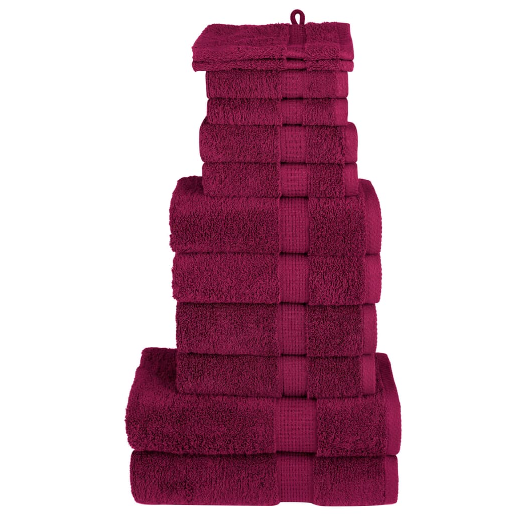 vidaXL Set de prosoape premium SOLUND, 12 piese, bordo, 600 g/m² vidaXL Set de prosoape premium SOLUND, 12 piese, bordo, 600 g/m²